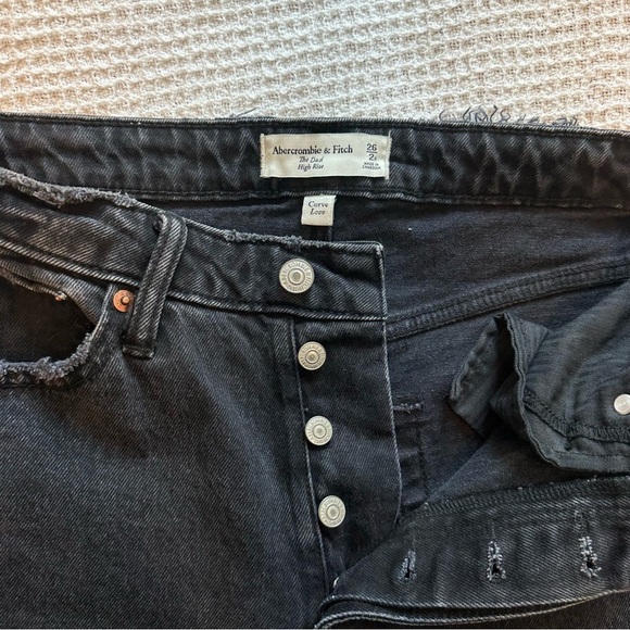 Abercrombie & Fitch womens The Dad high rise curve love jeans black size 2 / 26 - Picture 4 of 7